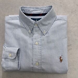 Ralph Lauren Men's Classic Fit Oxford Long Sleeve Shirt Striped Blue/White Sz S